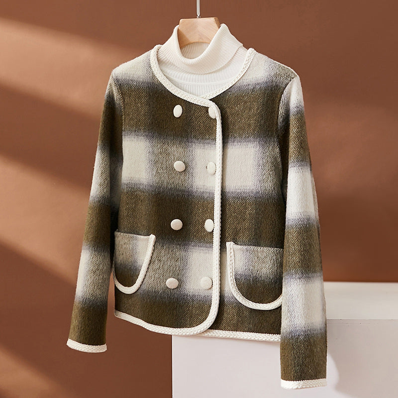 Alma Plaid Woolen Coat