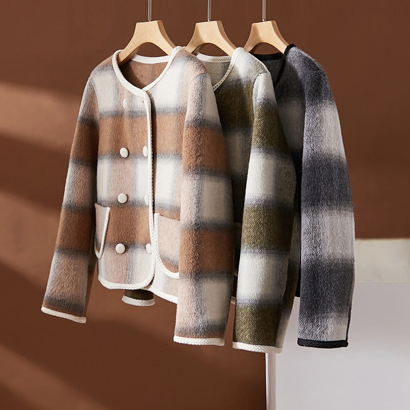 Alma Plaid Woolen Coat