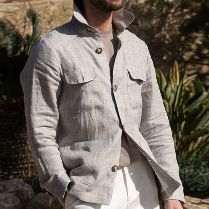 Men's Linen Lapel Single Breasted Jacket