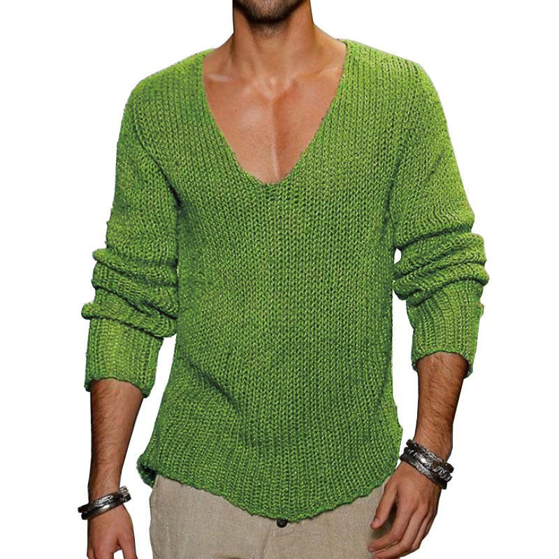 Men's V-Neck Knit Pullover Sweater