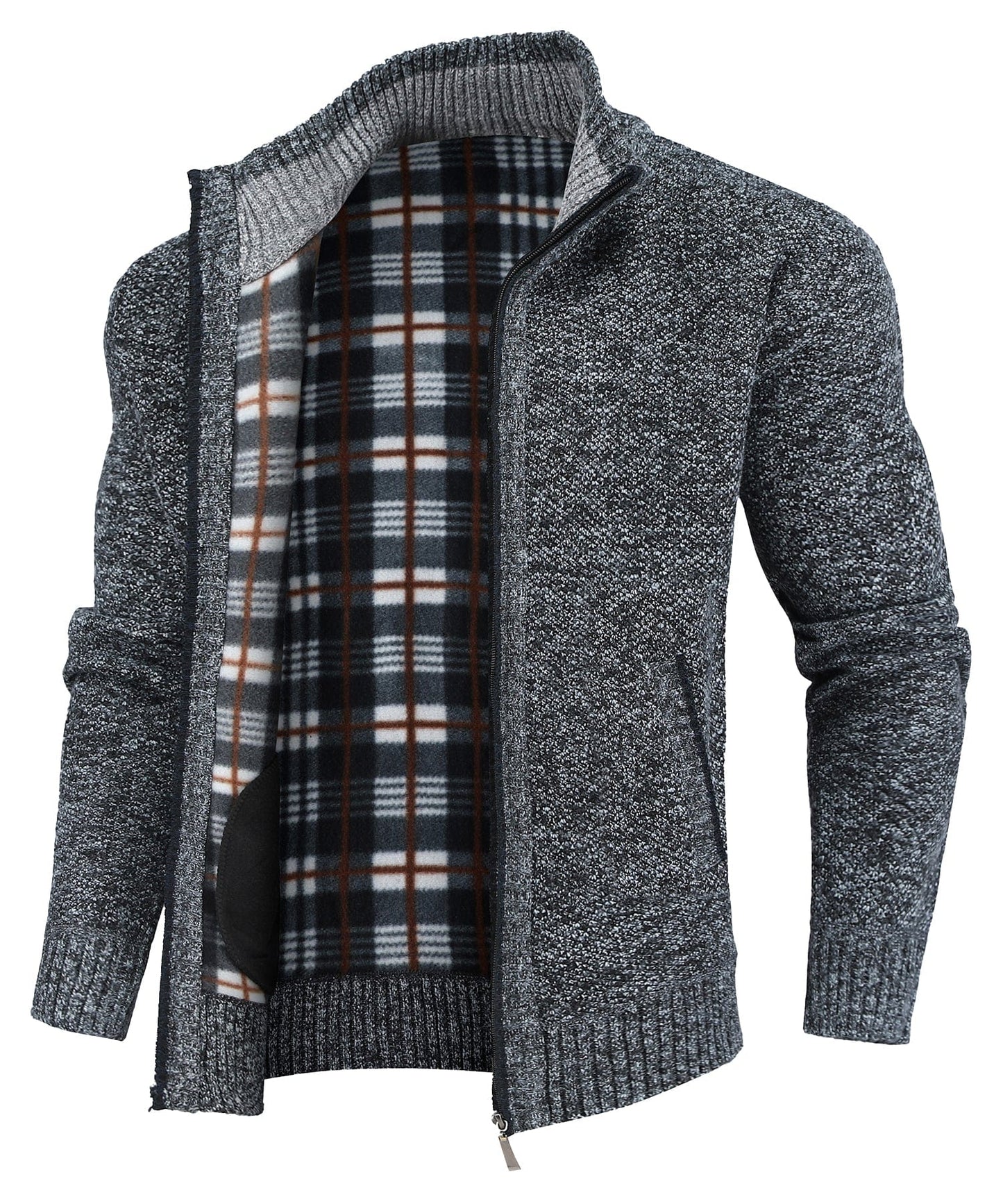 Flannel-Lined Full-Zip Sweater (5 Designs)